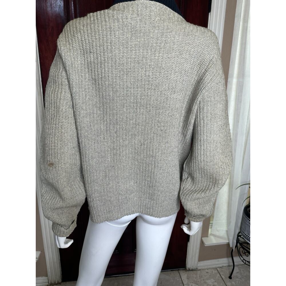 VTG 50s 60s Richline Lambswool Orlon Zip-Up Cardigan Sweater - Grey/Black - M/L - Picture 6 of 9
